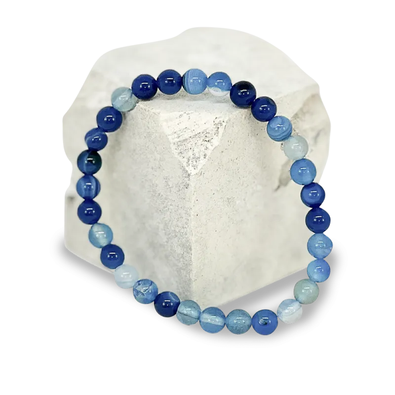 Bracelet Agate Bleue 6mm